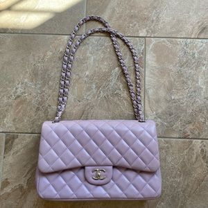 CHANEL Classic  Jumbo Double Flap Lambskin Bag- Light Purple